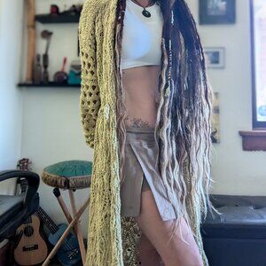 NWOT Free People Sweet Talker Crochet Cardi HOODED $198 X-SMALL Honeydew